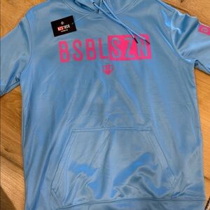 Blue Hoodie with Pink Lettering